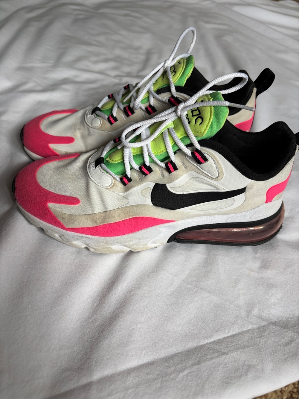 Nike Women’s Air Max React Sneakers - White Black Pink Lime